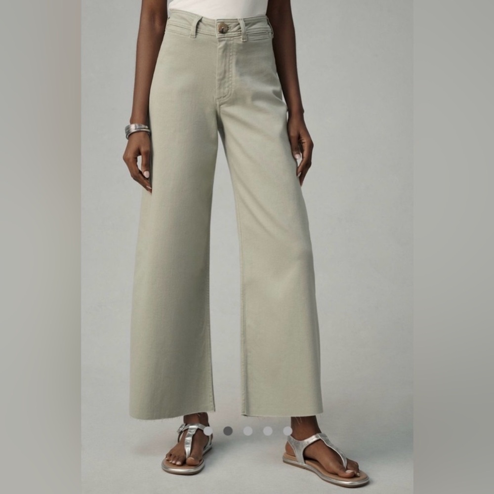 Maeve Wide-Leg Pants in Light Sage Green